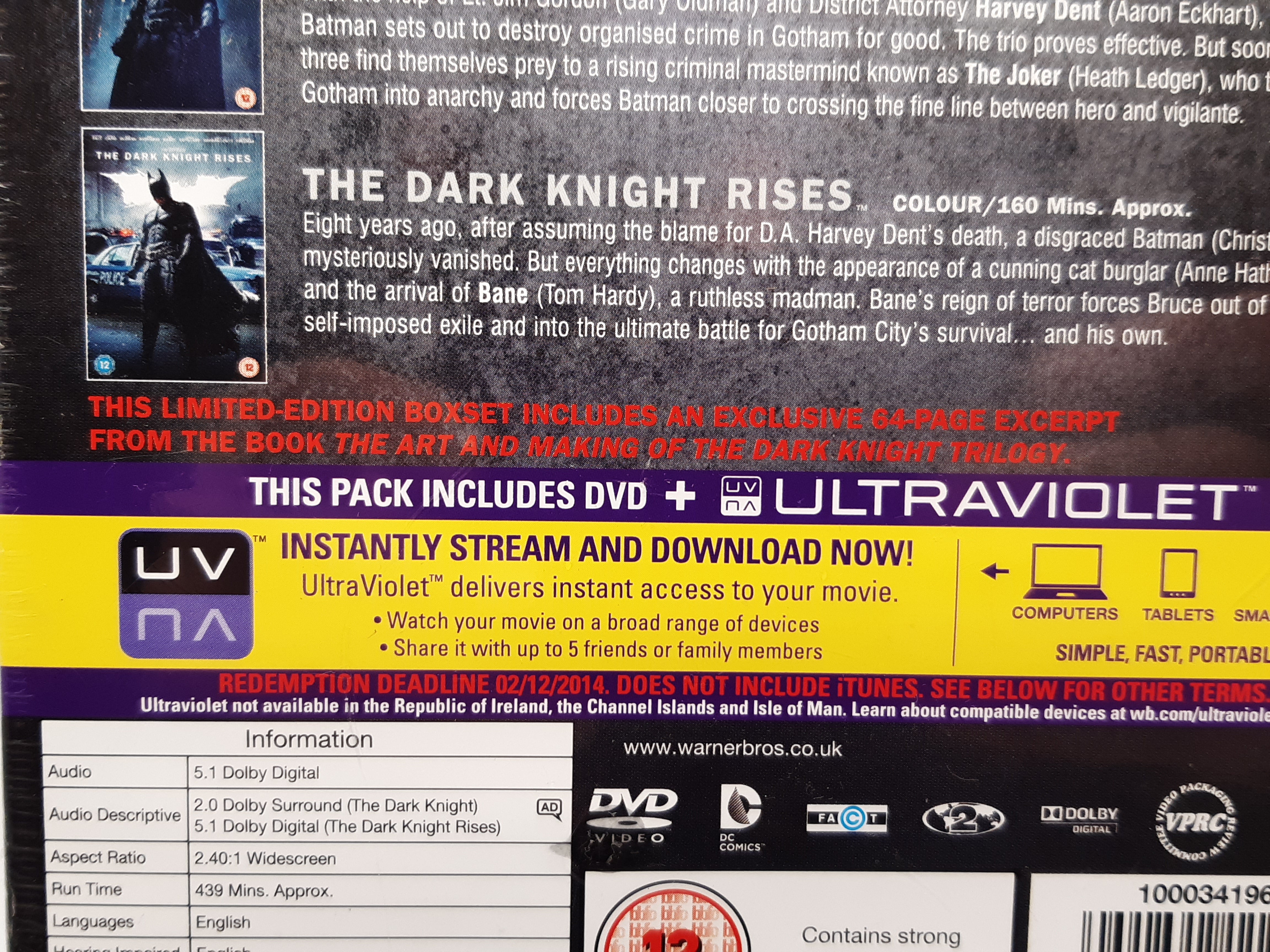 Batman The Dark Knight Trilogy DVD Limited Edition Boxset (2012)