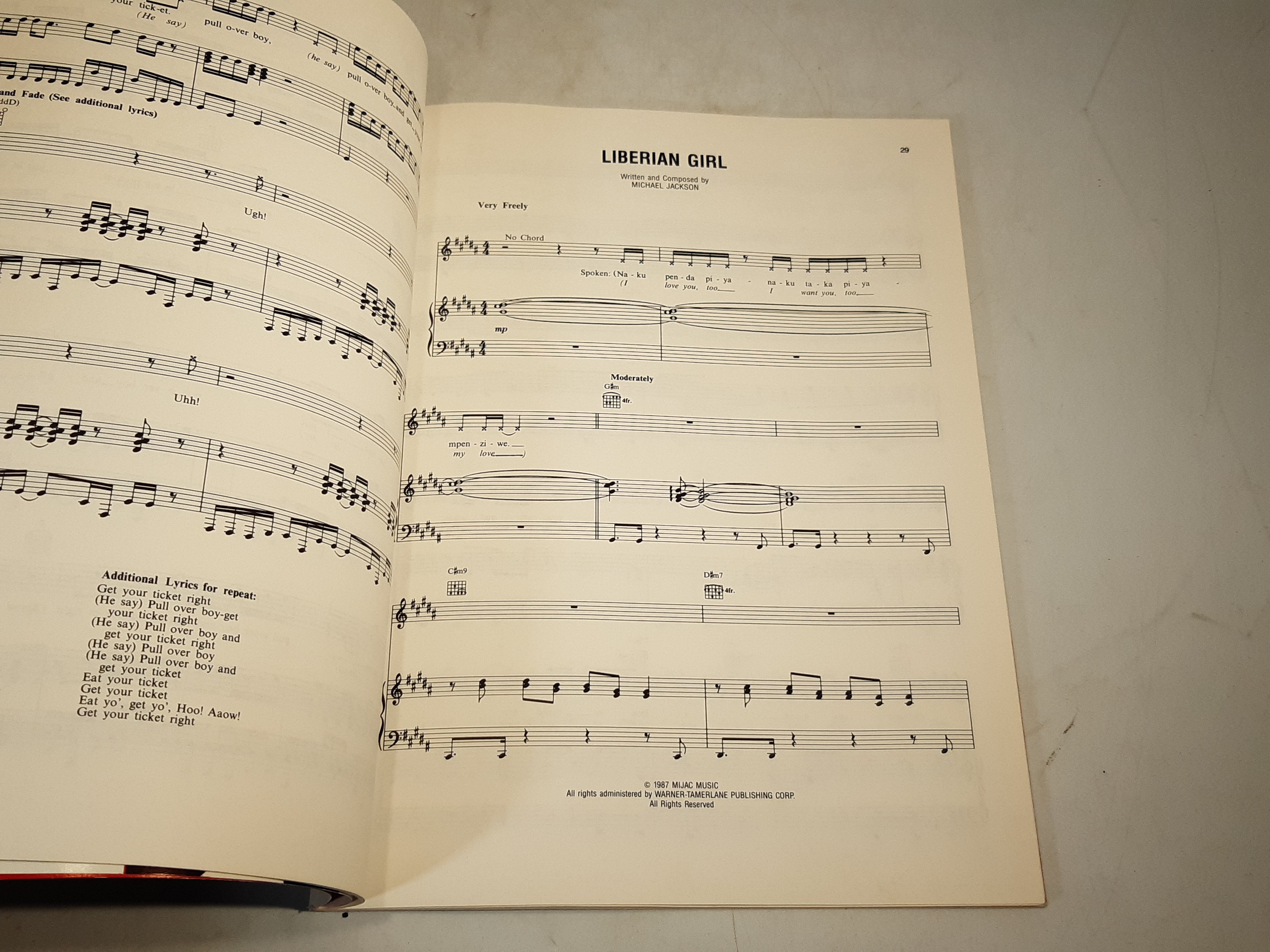 Michael Jackson - Bad sheet music book