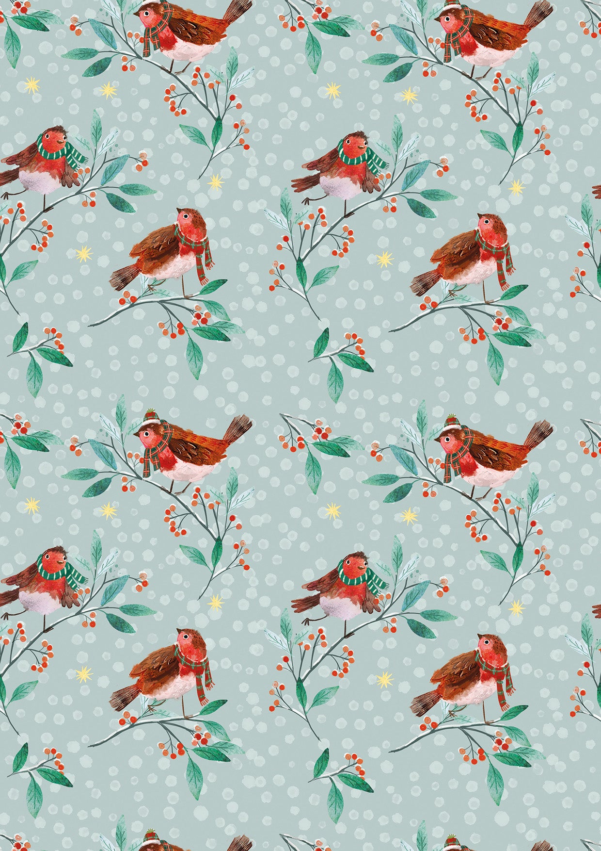 Robin Friends Wrap - Christmas Wrapping Paper Twin Pack