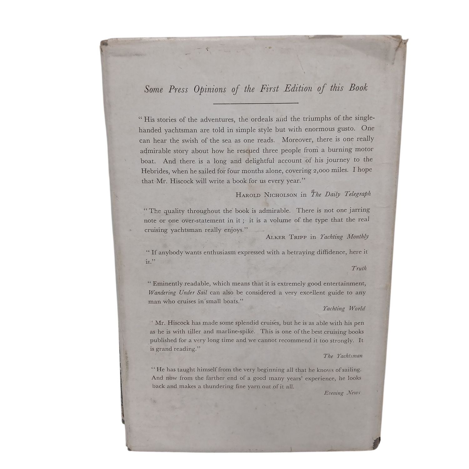 Wandering Under Sail by Eric C. Hiscock - Vintage Sailing Adventure Book