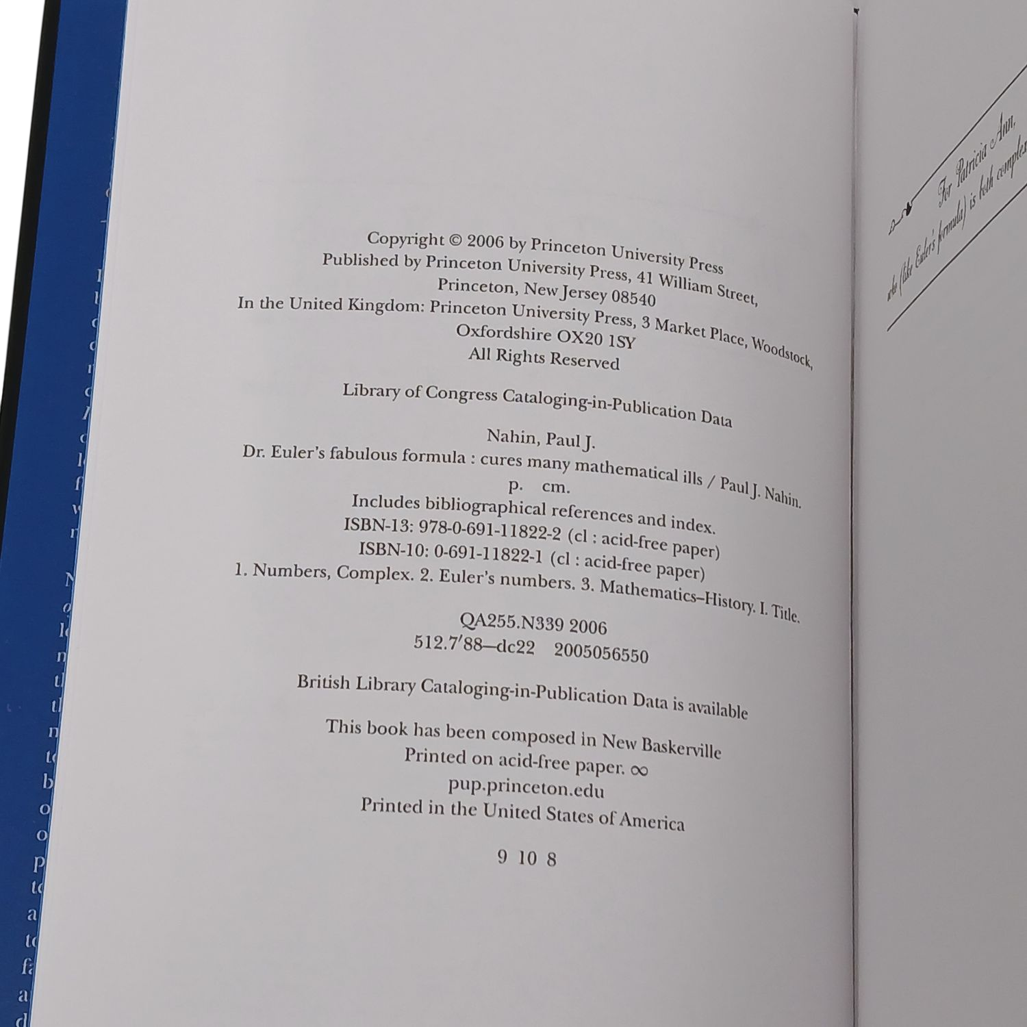 Dr. Euler's Fabulous Formula by Paul J. Nahin - Princeton University Press