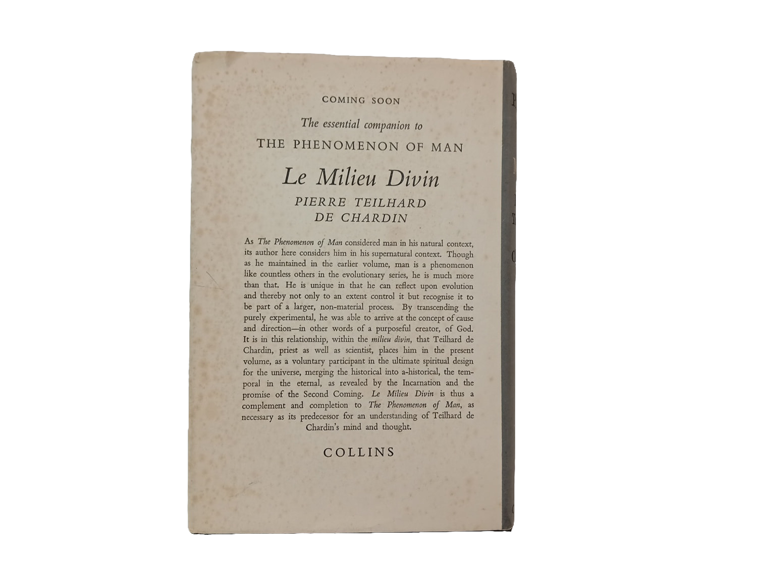 The Phenomenon of Man Pierre Teilhard de Chardin Collins 1960 Hardcover